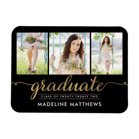 Flexible Magnet de Faire-part de graduation de script graci (Horizontal)