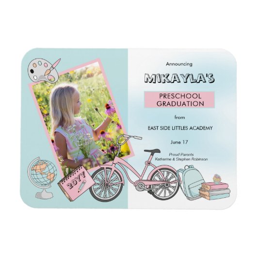 Flexible Magnet de graduation bleu rose pâle de l'école mat (Horizontal)