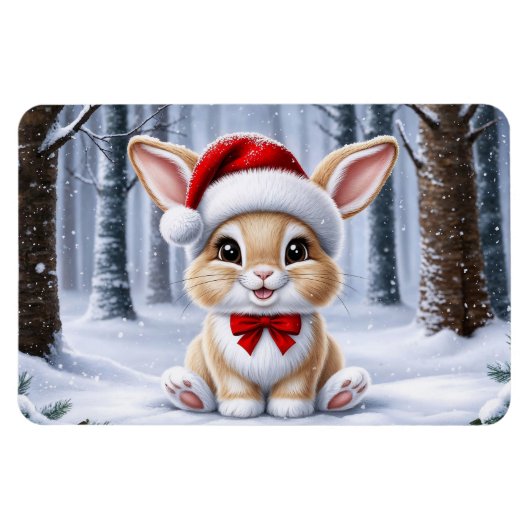 Flexible Magnet de lapin de Santa Hat (Horizontal)