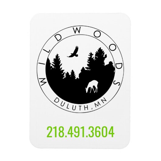 Flexible Magnet de logo Wildwoods avec numéro de téléphone (Vertical)