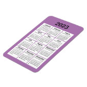 Flexible Magnet de mini calendrier pourpre 2023 (Côté Gauche)