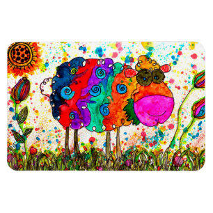 Flexible Magnet de moutons mignon et coloré 3"x4"