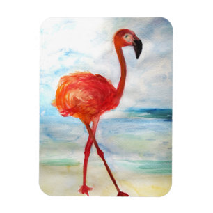 Flexible Magnet de photo d'art aquarelle Flamant Rose