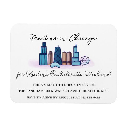Flexible Magnet d'invitation Bachelorette de Chicago (Horizontal)