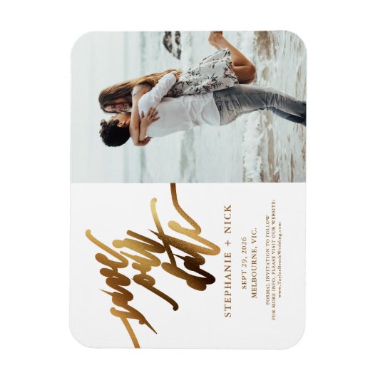 Flexible Magnet d'invitation de script Gold Elegant (Vertical)