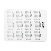 Flexible Magnet du calendrier mensuel 2021 (Horizontal)
