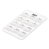 Flexible Magnet du calendrier mensuel 2021 (Côté Gauche)