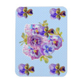 Flexible Magnet Fleur Bleue Tache Rose Pansy Chic Démodé (Vertical)