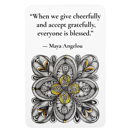 Flexible Magnet Fleur Ouverte Doodle avec Citation de Génér (Vertical)