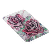 Flexible Magnet Fleurs Rose Rouge Aquarelle (Côté Droit)