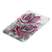 Flexible Magnet Fleurs Rose Rouge Aquarelle (Côté Gauche)