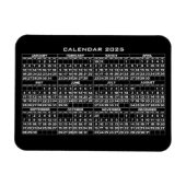 Flexible Magnet noir 2025 Calendrier (Horizontal)