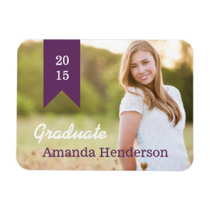 Flexible Magnet photo de Faire-part de graduation violet