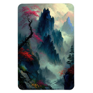 Flexible Magnet photo Dreamy Misty Mountain Paysage