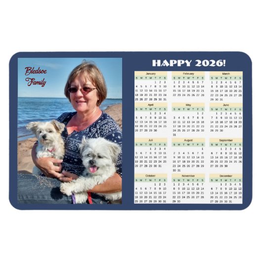 Flexible Magnet photo du calendrier familial 2026 (Horizontal)