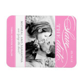 Flexible Magnet Réservez la date rose et blanc (Horizontal)