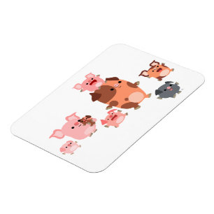 Flexible Magnet souple de la famille de cochon en caricatur