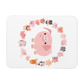 Flexible Magnet souple Mandala de cochon de dessin mignon (Horizontal)
