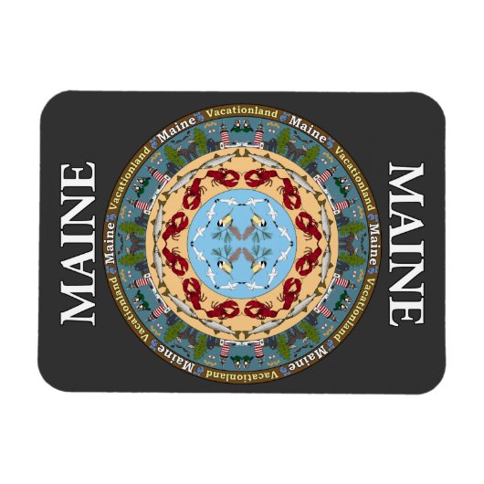 Flexible Maine State Mandala Vinyl Magnet (Horizontal)
