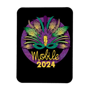 Flexible Mardi Gras Mask Magnet - 2024 - Mobile