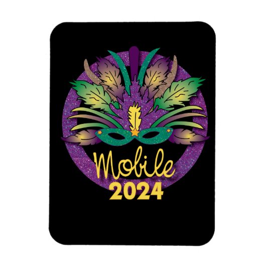 Flexible Mardi Gras Mask Magnet - 2024 - Mobile (Vertical)