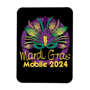 Flexible Mardi Gras Mask Magnet - 2024 - Mobile