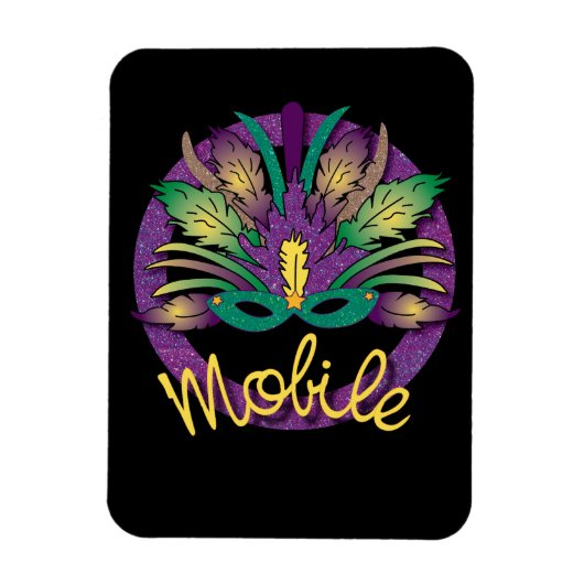 Flexible Mardi Gras Masque Magnet - Mobile, AL (Vertical)