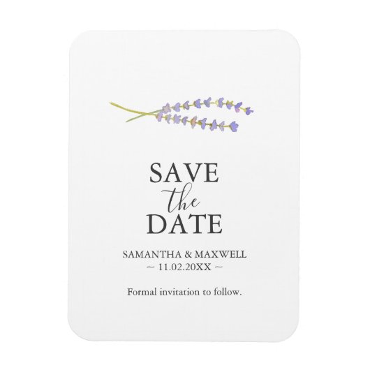 Flexible Mariage Enregistrer La Date Magnet Lavande (Vertical)