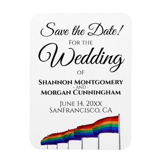 Flexible Mariage gay pride Enregistrer La Date Magnet (Vertical)