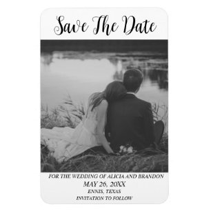 Flexible Mariage photo simple et élégant Magnet noir modern