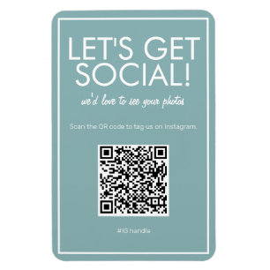 Flexible Média social Turquoise moderne QR Code Magnet
