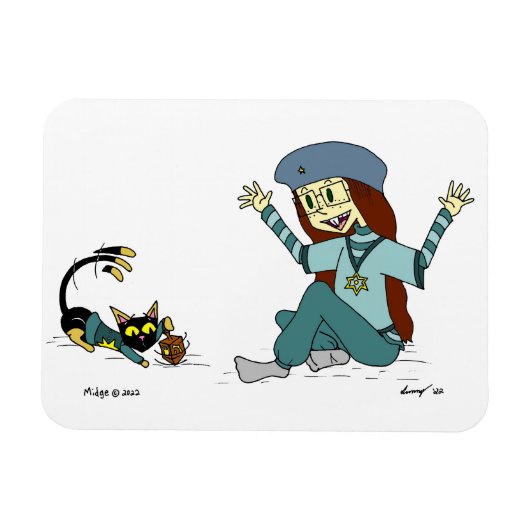 Flexible Mel the Cat and Maizy Hanoukka Magnet (Horizontal)
