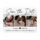 Flexible minimal chic 3 photo collage save the date magnet (Horizontal)