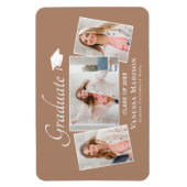 Flexible Moderne | Elegant 3 Photo Grad Magnet Faire-part (Vertical)