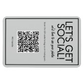 Flexible Moderne Gris Social Média QR Code Magnet (Horizontal)