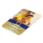 Flexible Monogram Blue, Gold Enregistrer la date Magnet pho (Côté Gauche)