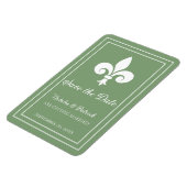 Flexible Moss Green Fleur de Lis Économisez la date Magnet (Côté Gauche)