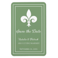 Moss Green Fleur de Lis Économisez la date Magnet
