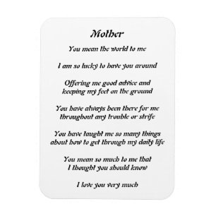Flexible Mothers Poem Magnet