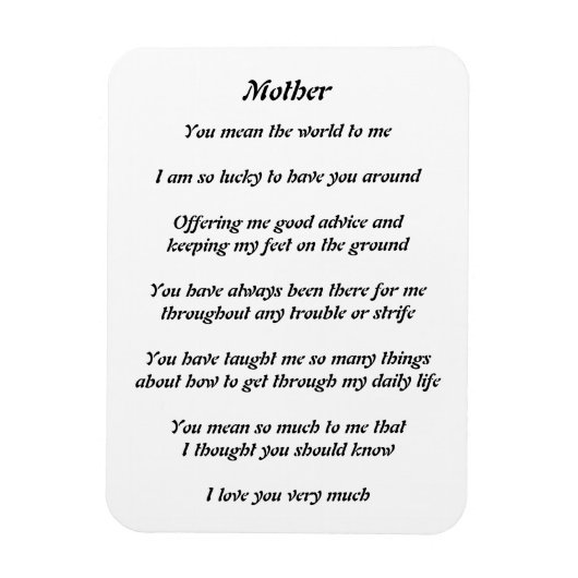 Flexible Mothers Poem Magnet (Vertical)