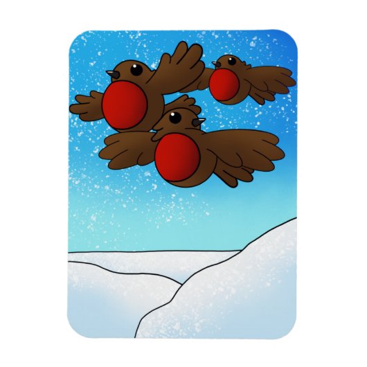 Flexible Noël Robin Birds Magnet (Vertical)