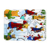 Flexible Noël Snowball Fight Cats Magnet (Horizontal)