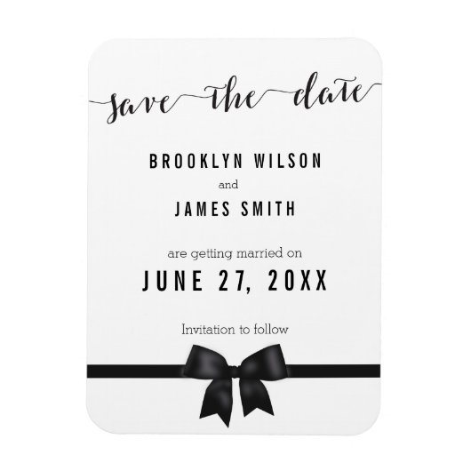 Flexible Noir Et Blanc Mariage Enregistrer La Date Magnet B (Vertical)