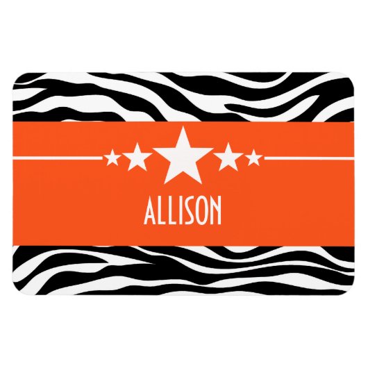 Flexible Orange Sassy Star Zebra Premium Magnet (Horizontal)