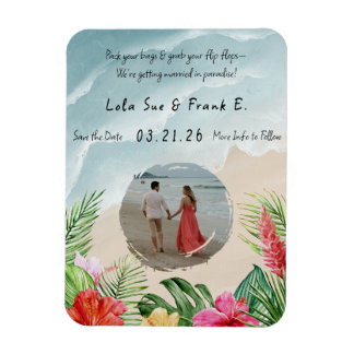 Flexible Paradise Blooms Mariage Enregistrer la date Magnet