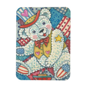 FLEXIBLE PATRIOTIQUE TEDDDY BEAR & QUILT MAGNET