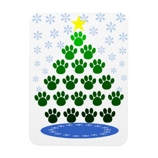 Flexible Paw Here Premium Magnet "Arbre de Noël Empreintes (Vertical)