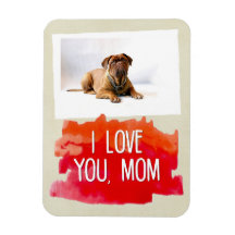 Personnalisé Je t'aime Maman Chien Photo Magnet