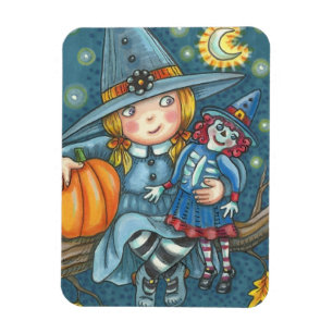 Flexible PETIT rectangle HALLOWEEN MAGNET DE TÉMOIN ET DOLL