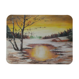 Flexible Photo Magnet Ann Hayes Peinture Scène d'hiver